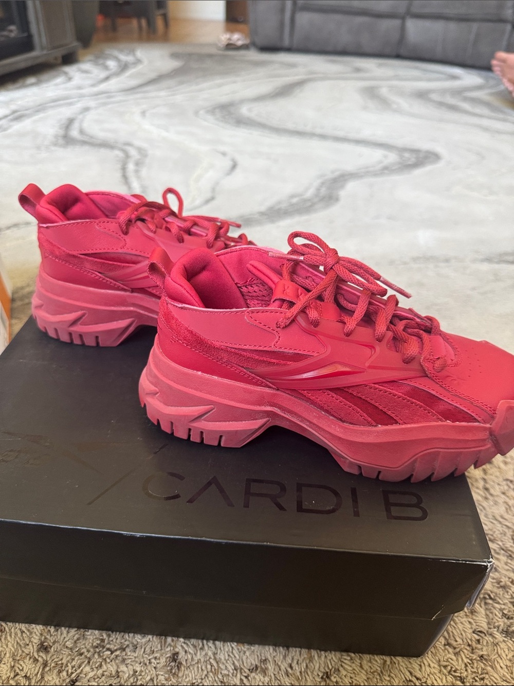 Chunky Platform Sneakers in Red
